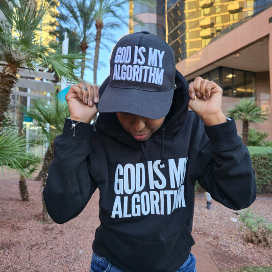 God Is My Algorithm® BOLD 6 Panel Black Mesh Snapback (Embroidered)