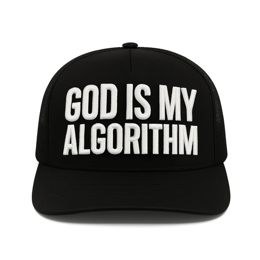God Is My Algorithm® BOLD 6 Panel Black Mesh Snapback (Embroidered)