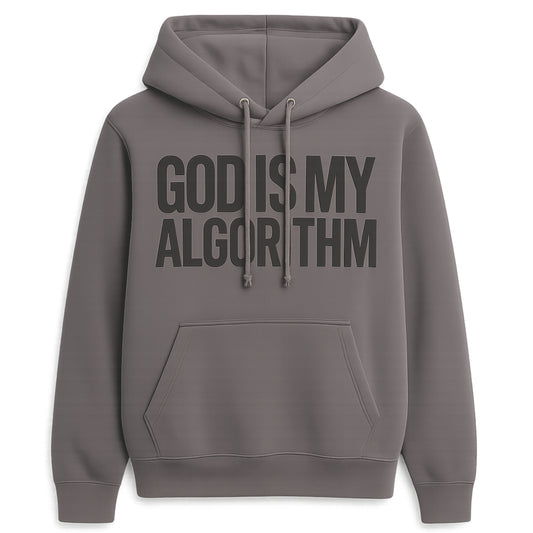 God Is My Algorithm® Steel Gray/Vintage Black Mid-Weight PUFF Print Hoodie