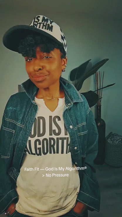 God Is My Algorithm® BOLD Trucker B&W Checkered Mesh Snapback (Embroidered)