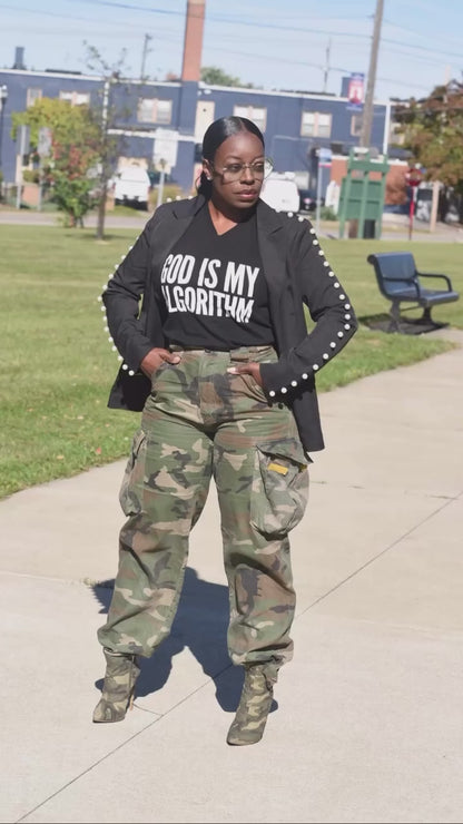Personalizable Scripture God Is My Algorithm® Women’s Relaxed V-NECK T-Shirt